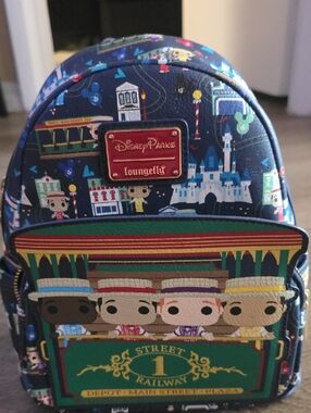 Loungefly Navy Multicolor Main Street Railway Mini Backpack